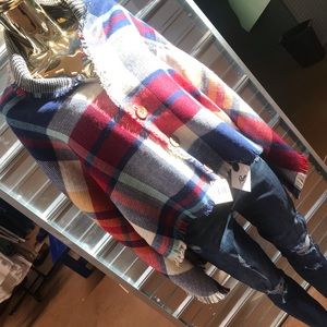 L.I.B. New York Poncho (red,blue,tan,white)